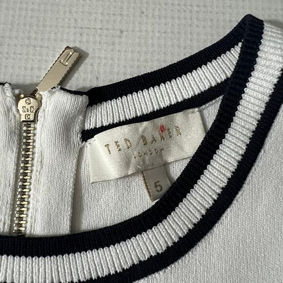 Ted Baker Eastyn Black White Striped Knit Dress 5 Size 12 US  Sleeveless - Picture 10 of 11